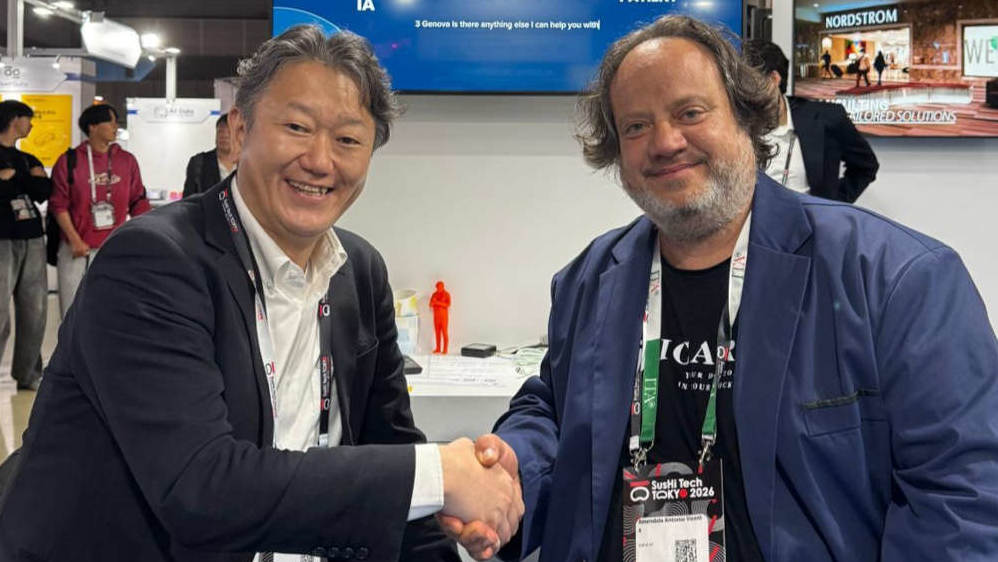 Masaya Yamamoto di YAP e Antonio Amendola di Icarus Technology al SusHi Tech Tokyo 2026